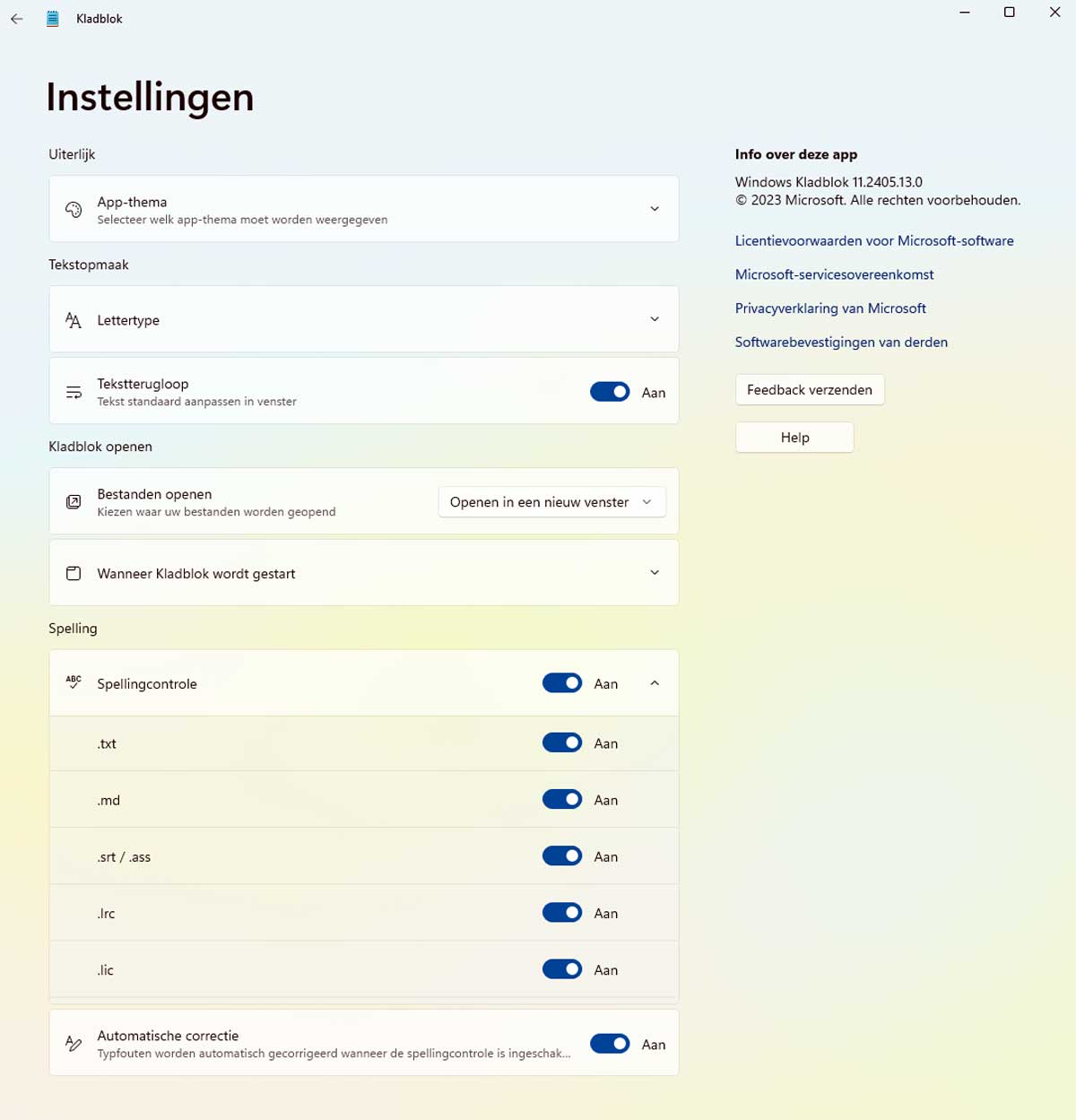 Spellings controle Kladblok in Windows 11