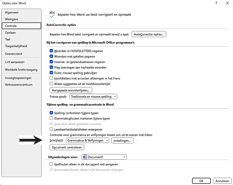 Spellingcontrole Instellen in Windows 11