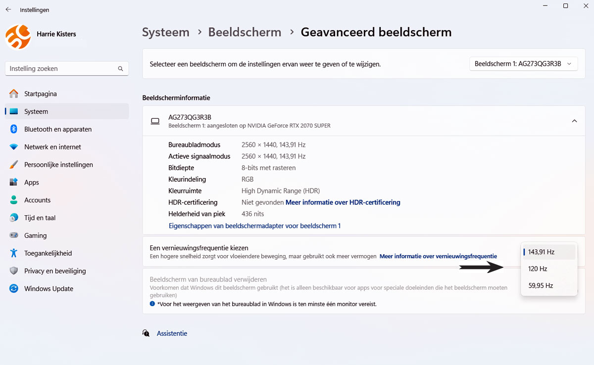 Wijzig Beeldscherm Vernieuwing Windows 11