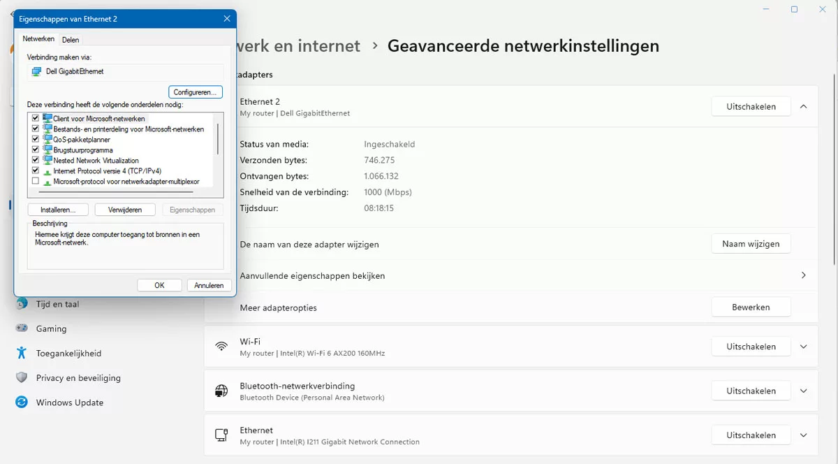 Netwerkinstellingen Beheren in Windows 11